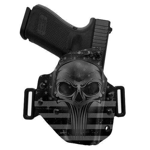 Skull Flag BW OWB Holster